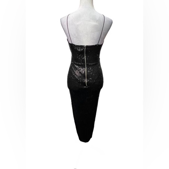Celebrity Spaghetti Strap Black Sequins Midi Dress (NWT) Size: Large - Picture 3 of 7